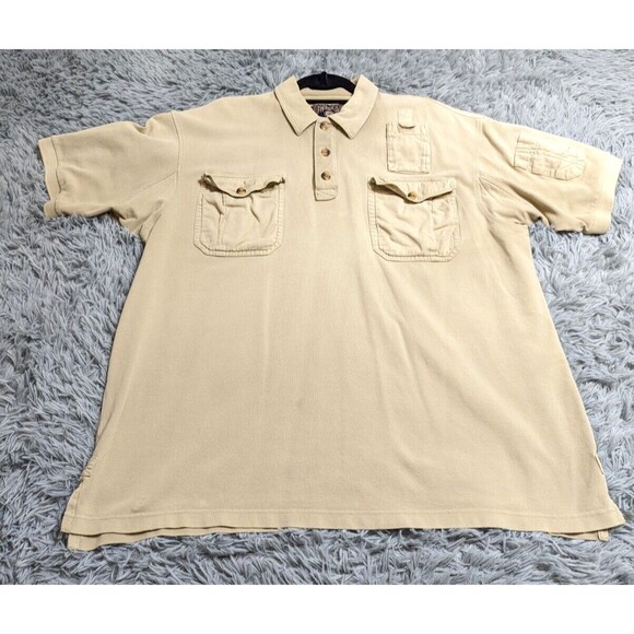 Duluth Trading Polo Shirt Mens XL Tan Beige Short Sleeve Heavy Cotton Read Cond. - Picture 1 of 9